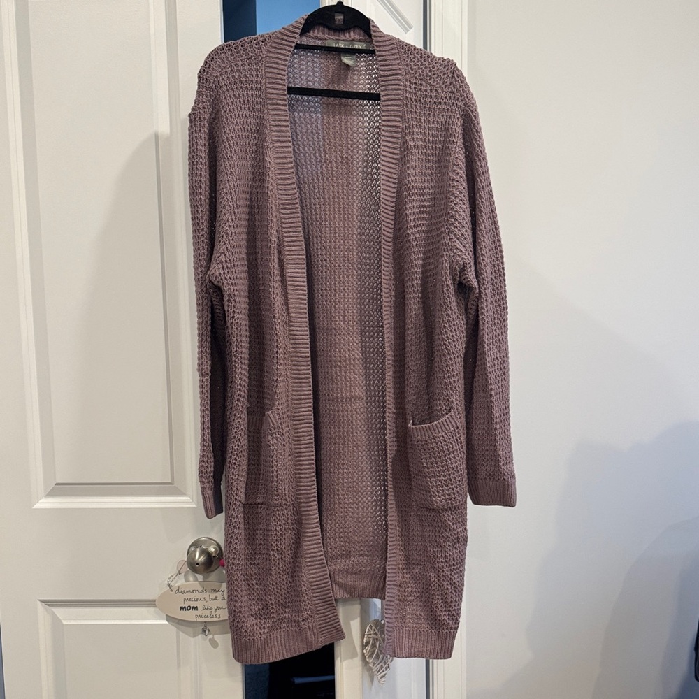 Elegant Mauve Knit Cardigan
